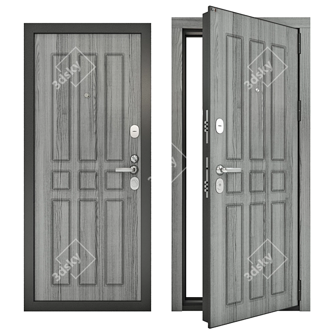 Premium Steel Entrance Doors - Groff P 3D model image 1