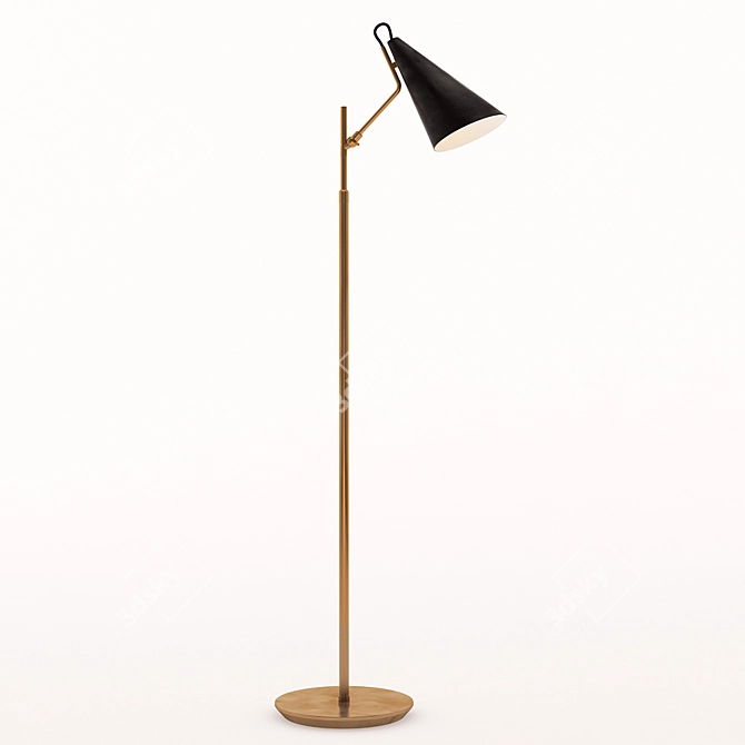Modern Brass & Black Floor Lamp 3D model image 1