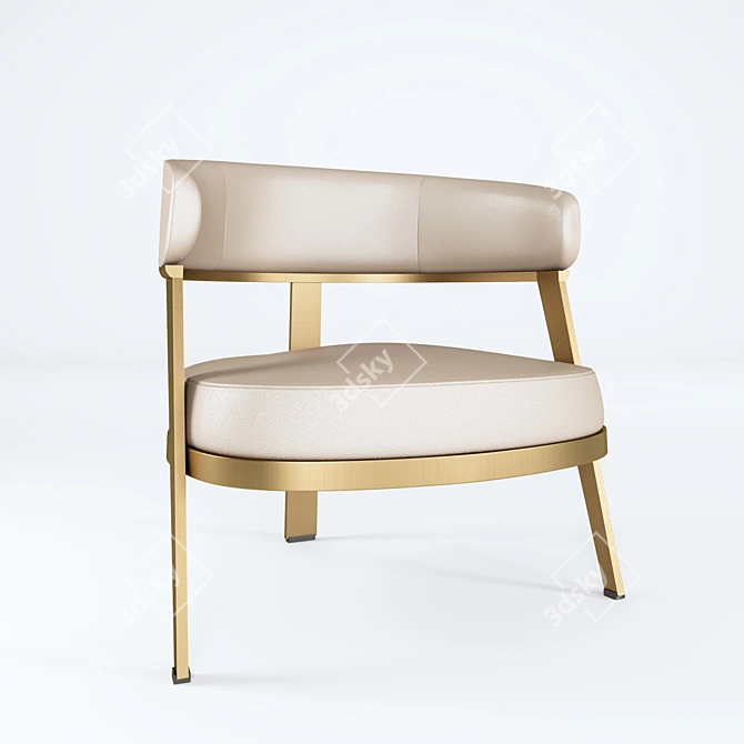 Wansheng Chair and Pouf Set 3D model image 3