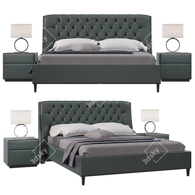 Moondance Bed with Interchangeable Leather and Turbosmooth 3D model image 1