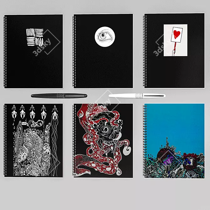 Artistic Notebook Set 3D model image 1