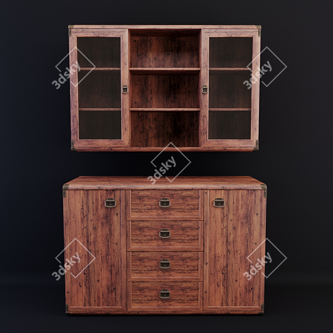 Indiana Collection: Dub Satter - Tumba & Wall Cabinet 3D model image 1