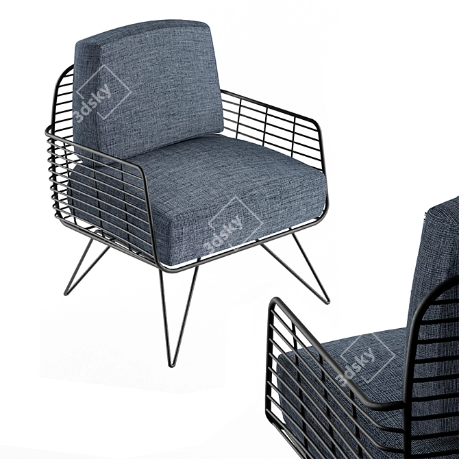 Sleek Metal Armchair - Modern Design 3D model image 1