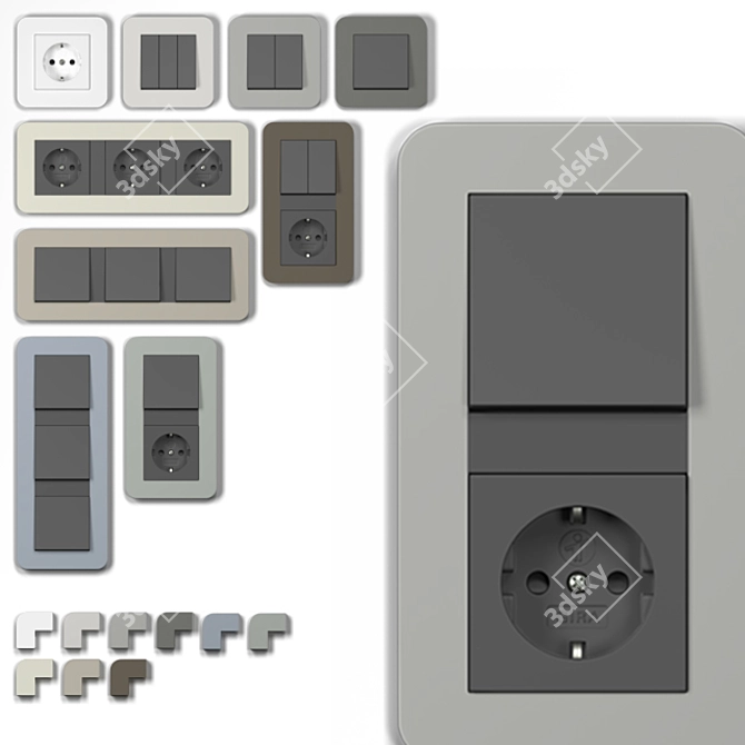 Gira E3 Switches & Outlets 3D model image 1