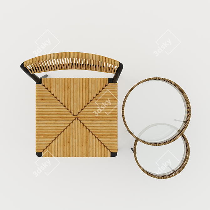 Outdoor Wicker Chair Set 3D model image 3