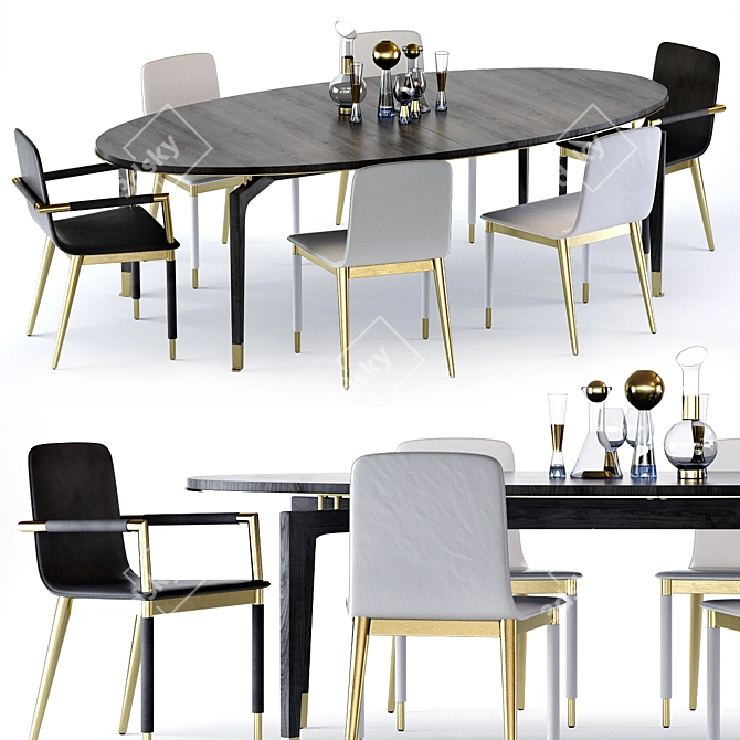Modern Baker Vendome Dining Set 3D model image 1