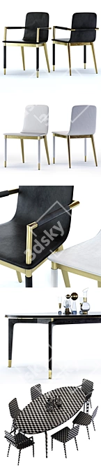 Modern Baker Vendome Dining Set 3D model image 2