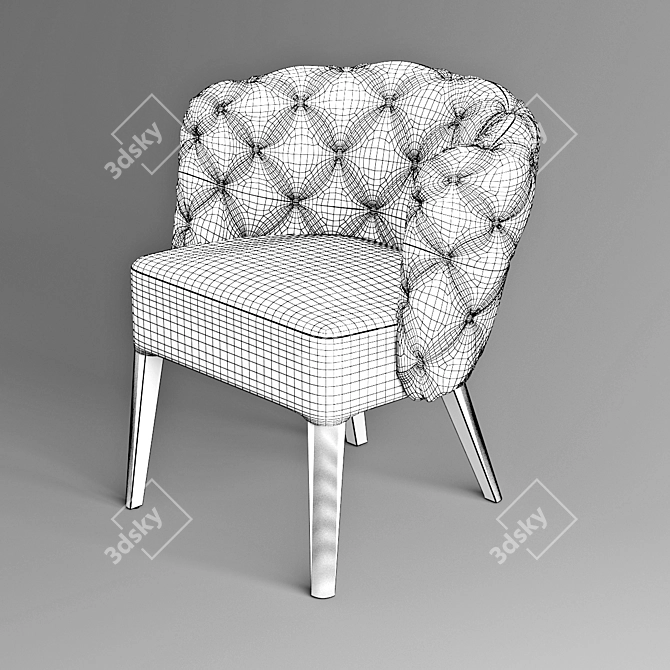 Old Leather Chester Chair 3D model image 3