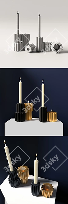 Industrial Elegance: Gear Candle Holder 3D model image 3