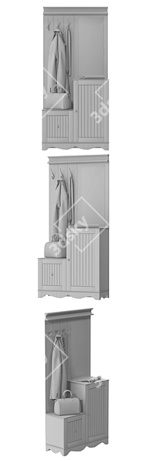 Rustic Charm Hall Tree 3D model image 3