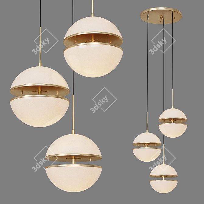 Antique Brass Chandelier: Eichholtz Spiridon Triple 3D model image 1