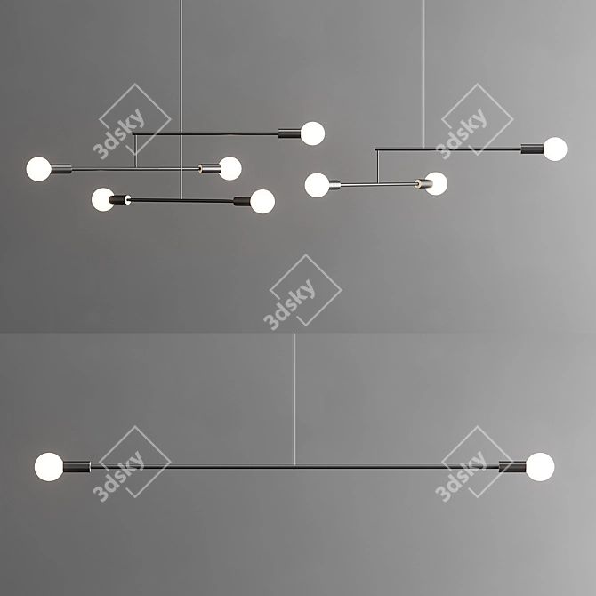 Modern Steel and Wood Mobile Lights 3D model image 1