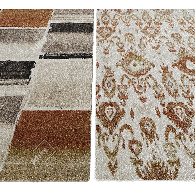 Rust Modern Beige Boston Rugs 3D model image 2