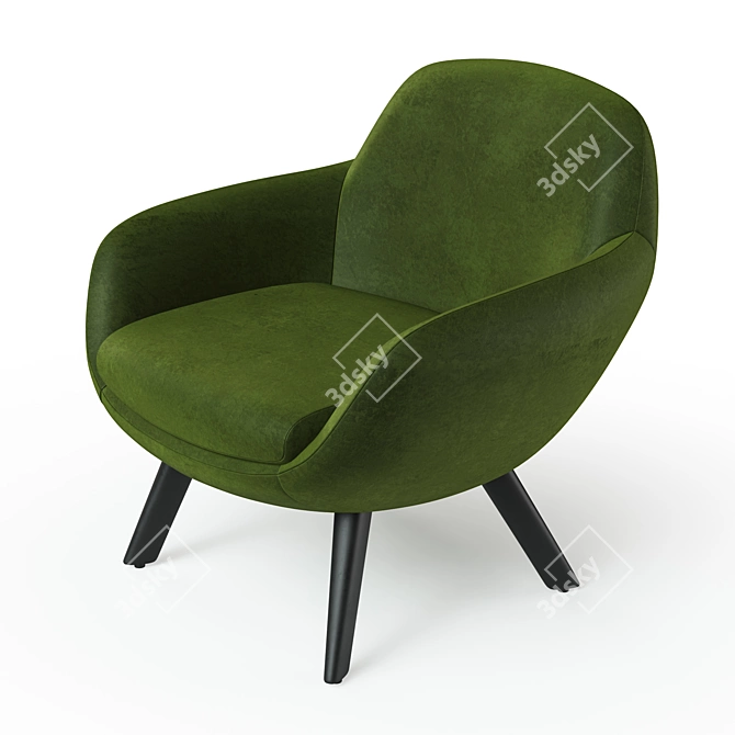 Curves and Tradition: Modern Armchair 3D model image 1