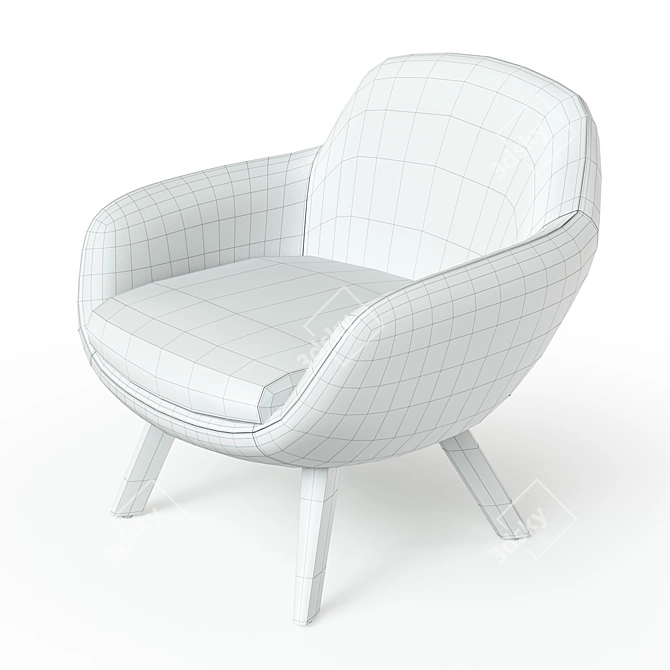 Curves and Tradition: Modern Armchair 3D model image 3