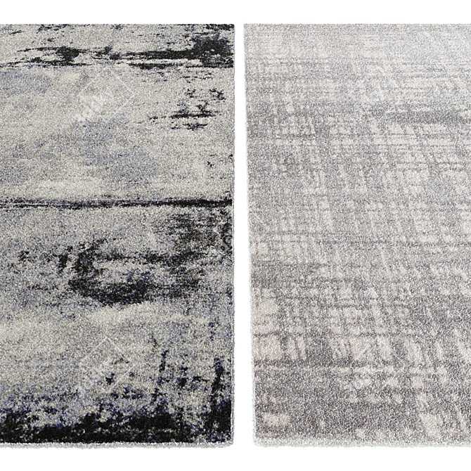 Modern Silver & Grey Boston Rug 3D model image 2
