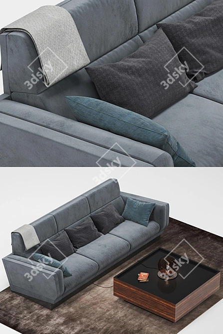 Elegant Senza Fine Sofa & Essence Table 3D model image 2