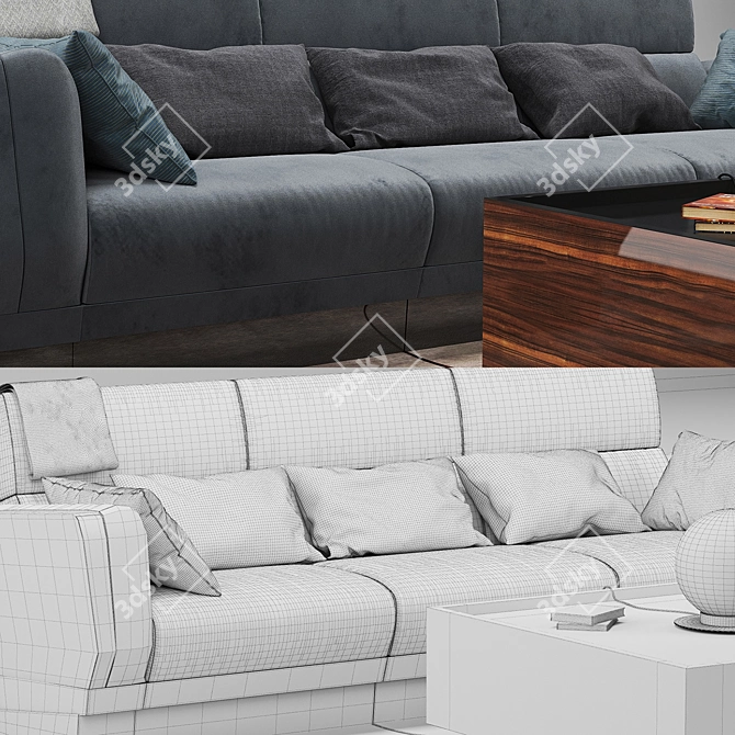 Elegant Senza Fine Sofa & Essence Table 3D model image 3