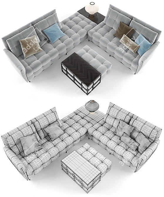 Elegant Gray Sofa Set: Poliform 3D model image 3