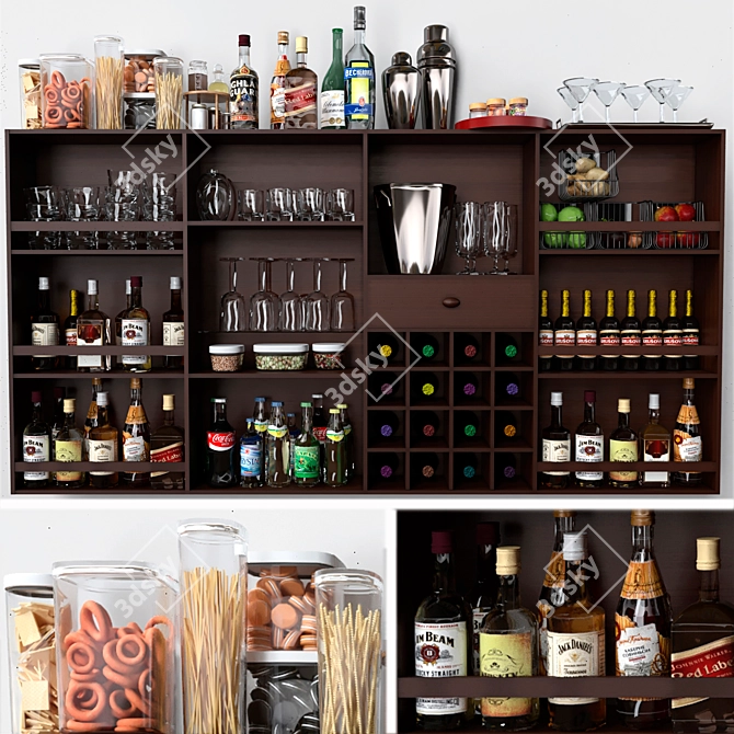 Ultimate Home Bar Set: Alcohol, Wine, Spirits, Shaker, Glass 3D model image 1
