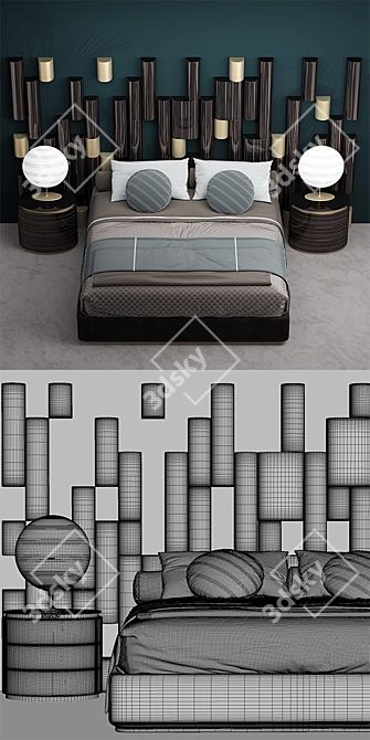 Custom-Designed Bed: Ultimate Comfort 3D model image 3