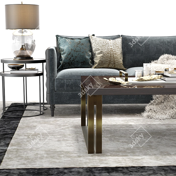 Luxury Winston Sofa Set 3D model image 2