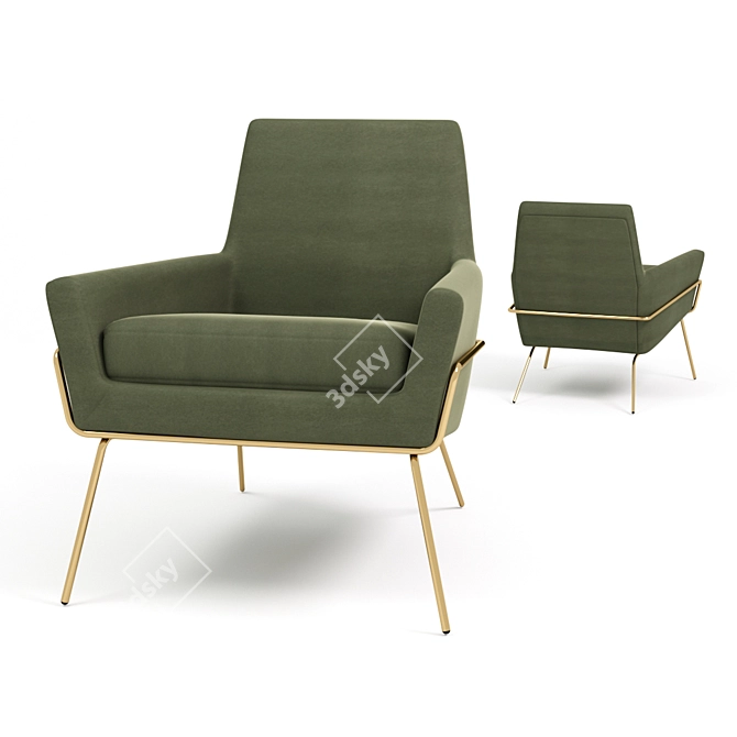 Elegant Amsterdam Velvet Chair 3D model image 1