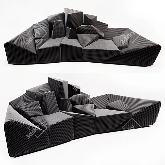 Sleek and Cozy Stealth Sofa 3D model image 1