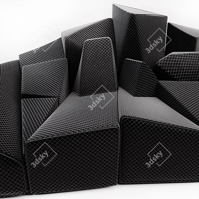 Sleek and Cozy Stealth Sofa 3D model image 2