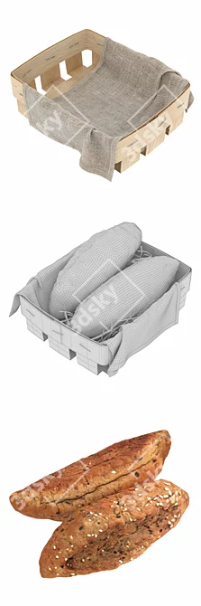 Rustic Grain Bread Basket 3D model image 3