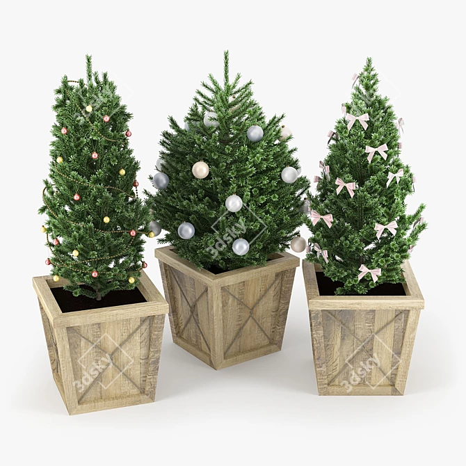 Festive Christmas Tree 3D Model 3D model image 2