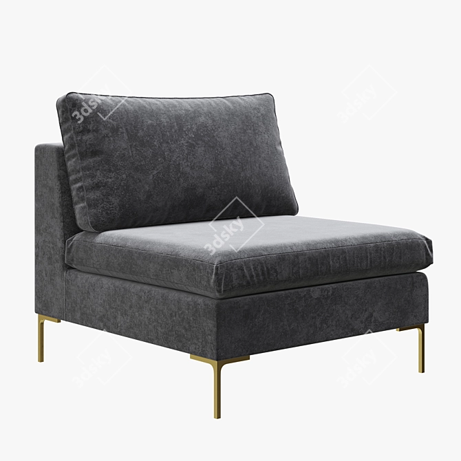 Luxurious Slub Velvet Edlyn Chair 3D model image 1