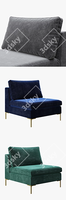 Luxurious Slub Velvet Edlyn Chair 3D model image 2