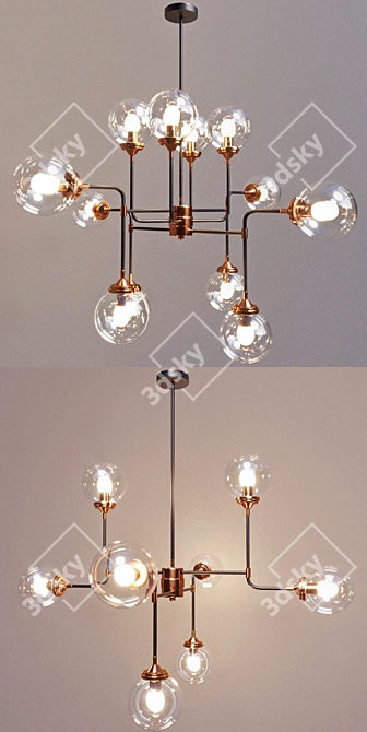 Lily Loft Chandelier: Modern Elegance 3D model image 2