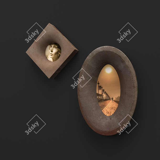Versatile Gypsum Frames: Square & Oval 3D model image 1