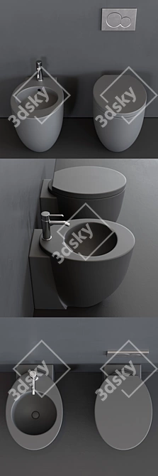 Modern Italian Ceramic Bathroom Set 3D model image 2