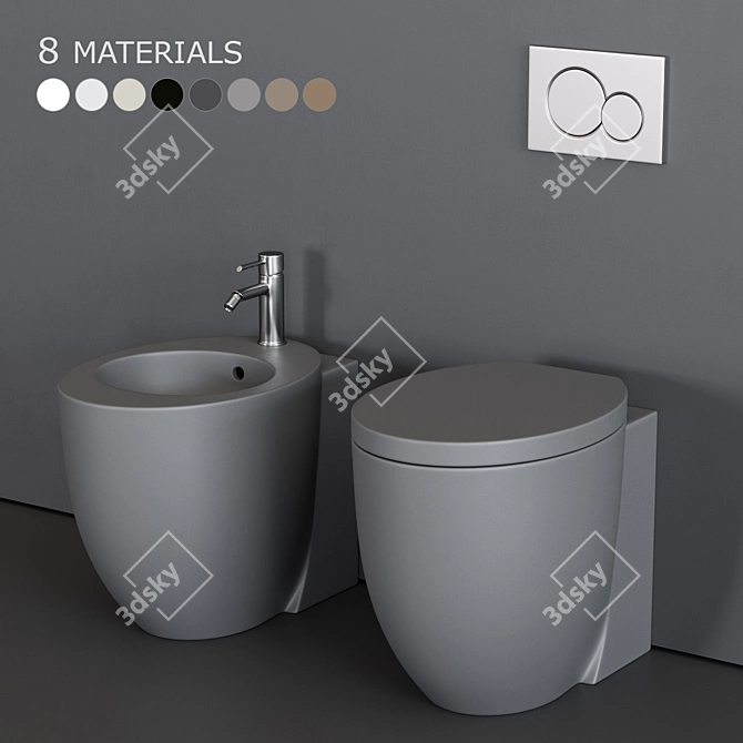 Modern Italian Ceramic Bathroom Set 3D model image 4