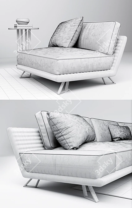 Modern Vision Set: Sofa, Armchair, Rug, Tables 3D model image 3