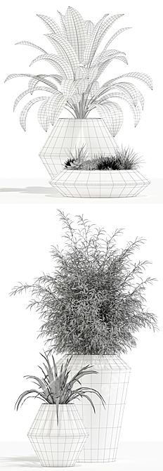 Westelm Modern Planters: Stylish Greenery for Your Home 3D model image 3