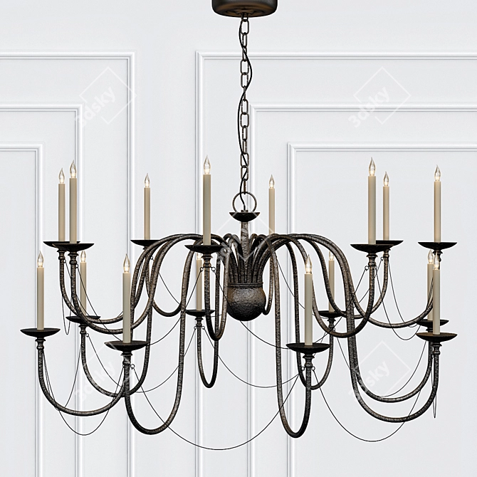 Elegant Digby Mole Black Chandelier 3D model image 1