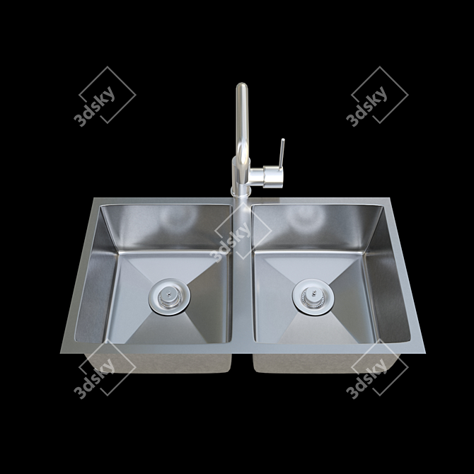 AFA Double Bowl Milli Inox Sink Mixer 3D model image 1