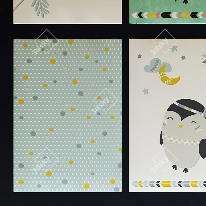 BRW Kids Rugs Set 170x120 3D model image 3