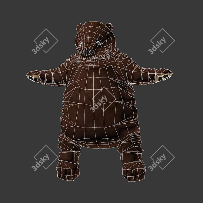 Cozy Brown Bear Soft Toy 3D model image 2