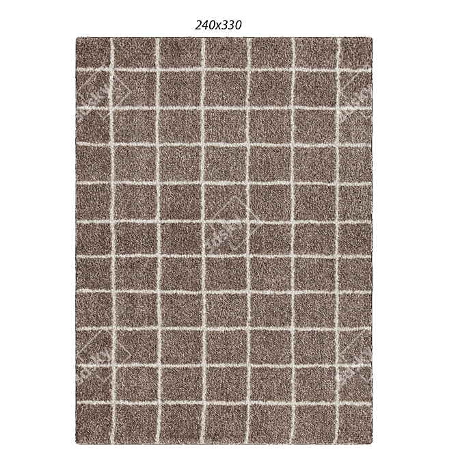 Nordic Grid Rug: A Modern Scandinavian Charm 3D model image 1