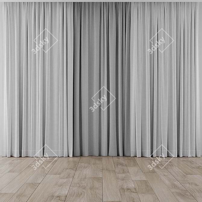 Elegant Window Drapes Set 3D model image 3