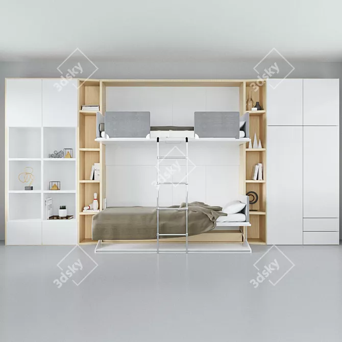 Space-Saving Gerry Twin Murphy Bed 3D model image 1