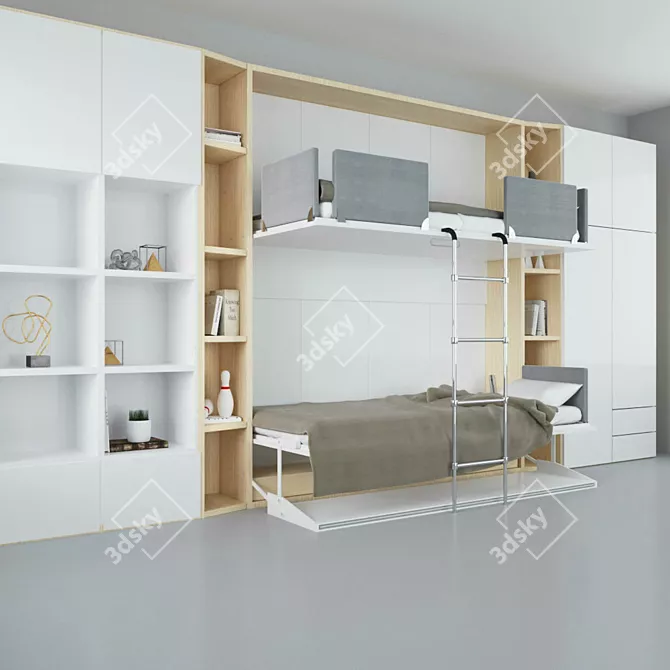 Space-Saving Gerry Twin Murphy Bed 3D model image 3