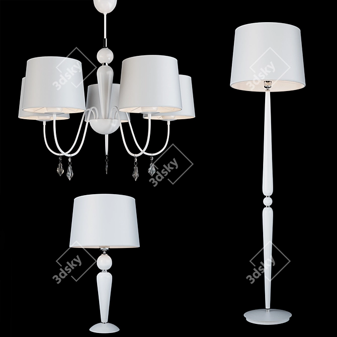 Valencia Chandelier and Lamp Set 3D model image 2
