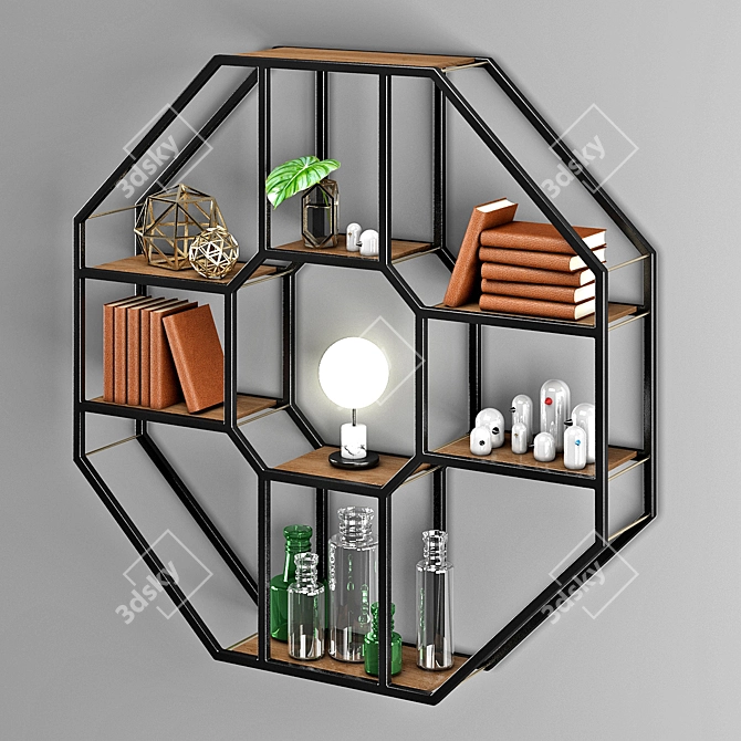 Elegant Octagon Shelf 3D model image 1