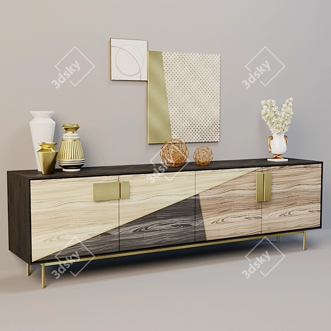 Shake Ego Brass-Trimmed Chest of Drawers 3D model image 1